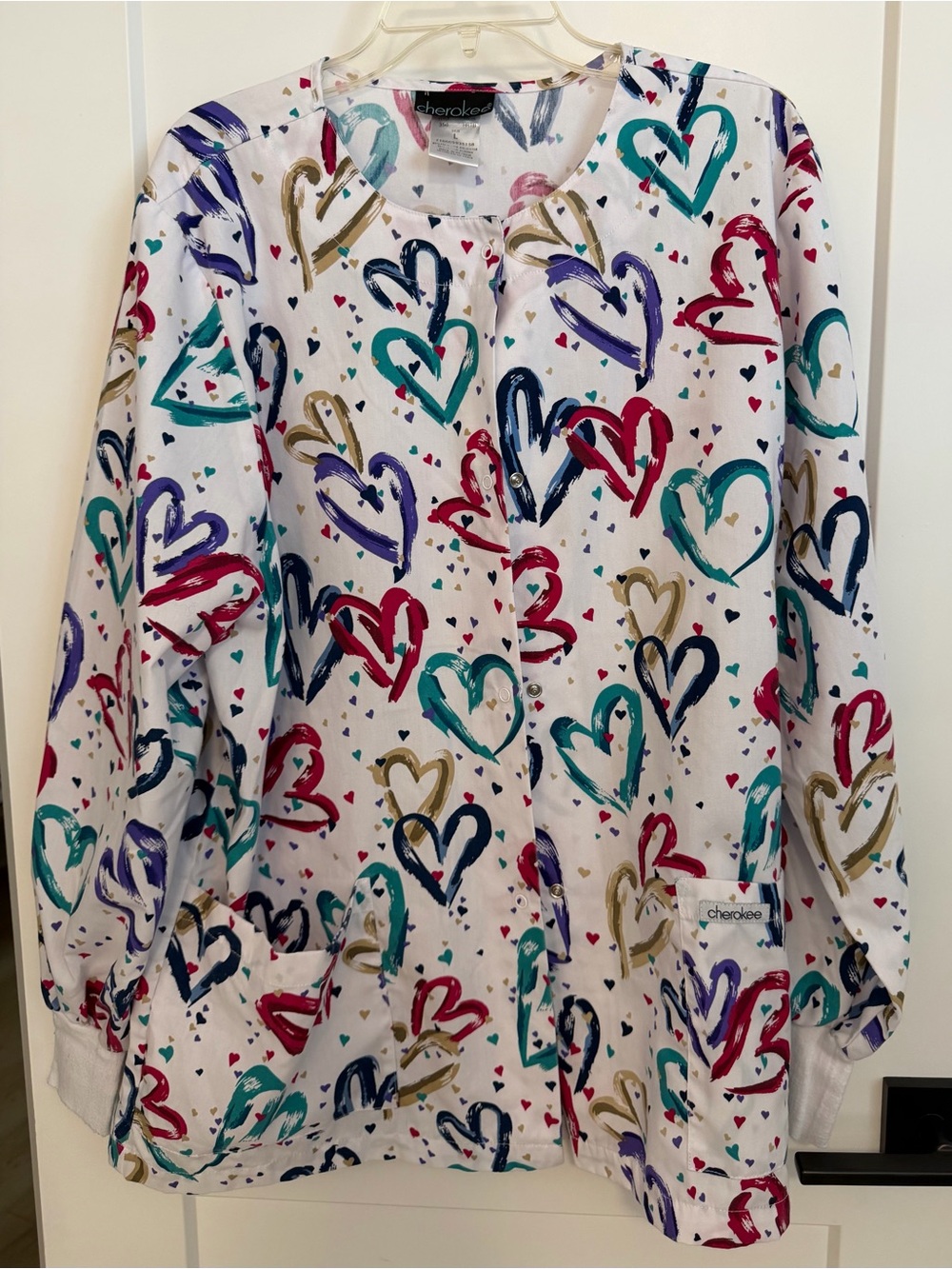 Heart-Print Scrubs Top